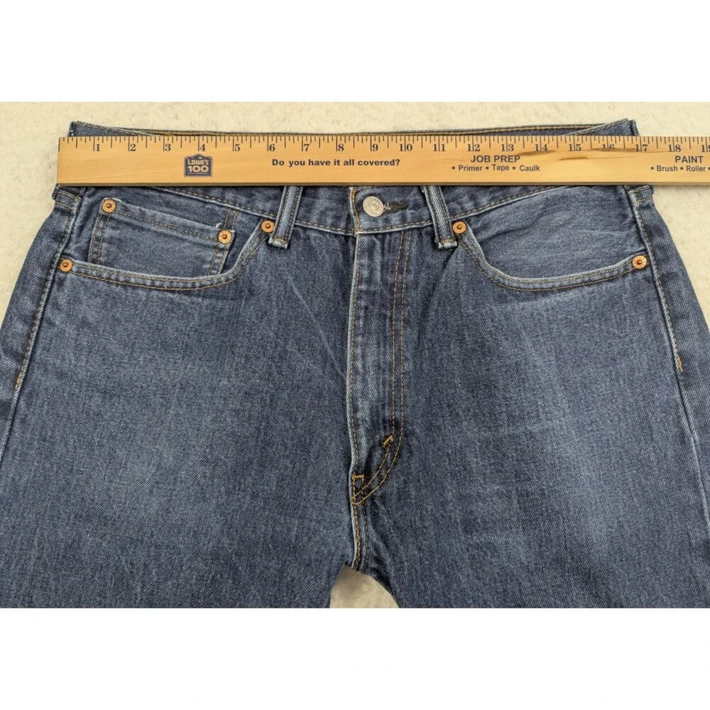 Levis 505 Men's Regular Fit Jeans Blue 34x30.5 Dark Wash Denim 100% Cotton